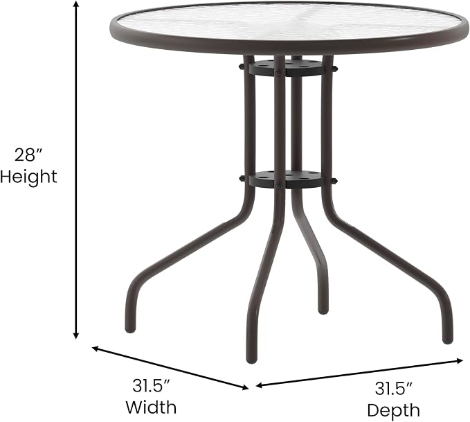 Flash Furniture Bellamy 31.5'' Round Indoor/Outdoor Tempered Glass Metal Frame - Image 3