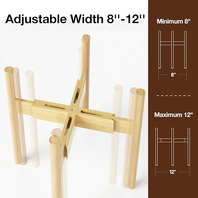 MUDEELA Plant Stand for Indoor Plants: Adjustable Width Fits 8-12 Inch Pots - Image 2