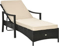 Outsunny Wicker Chaise Lounge, 4 Position Adjustable Backrest and Cushions by Outsunny