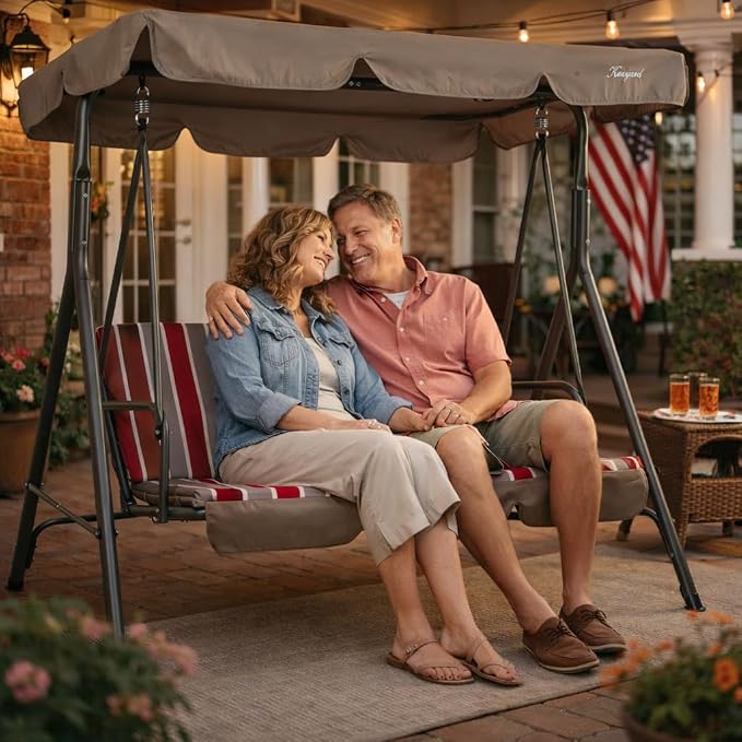 Kozyard Alicia 3-Seat Patio Swing, Outdoor Canopy Swing - Image 2