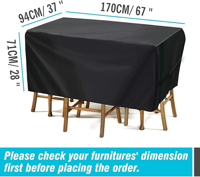 Velway Patio Furniture Cover Outdoor, Waterproof Rectangular Patio Table Chair - Image 3