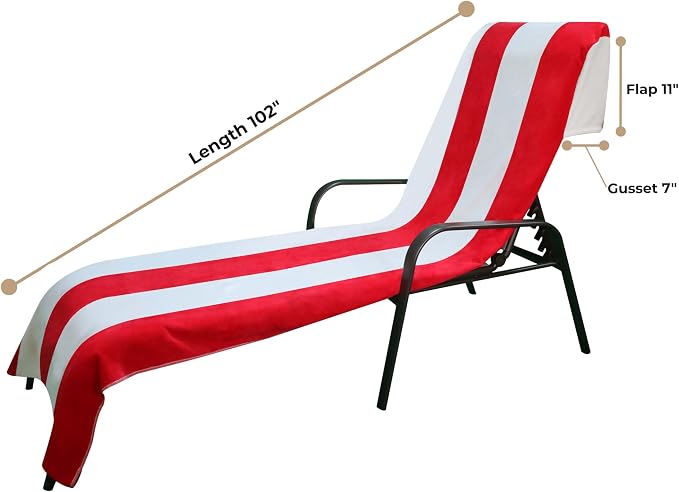 Superior Cabana Cotton Lounge Chair Cover, Outdoor Towel, Terry Cloth, Swim - Image 4