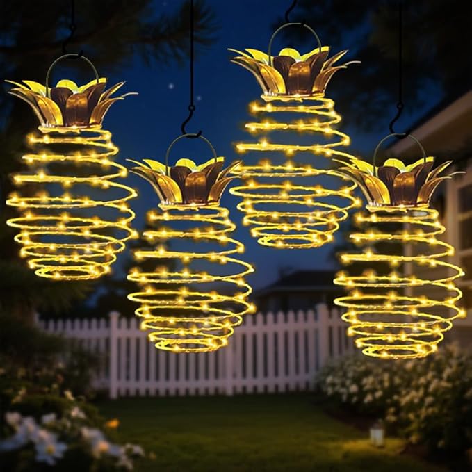4 Pack Outdoor Solar Hanging Lantern Lights by JHPGEOE