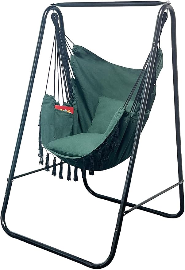Hammock Chair with Stand, Heavy-Duty Hammock Stand with Large Indoor Swing by PIRNY