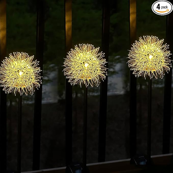 GUOCHENG Dandelion Solar Garden Lights, 4 Pack Solar Metal Dandelion Light by GUOCHENG