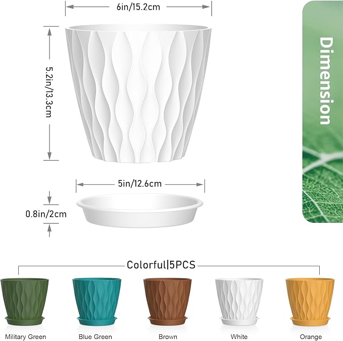 6 inch Plant Pots, Plastic Planters - Image 2