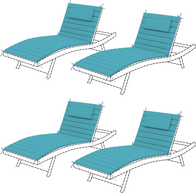 Sundale Outdoor Olefin Quilted Lounge Cushion Set of 4, Patio Foldable Chaise by SundaleOutdoor