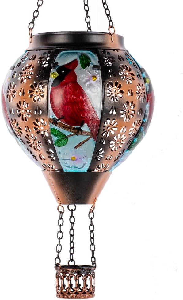 DREAMSOUL Cardinal Hot Air Balloon Solar Lantern, Metal Solar Lantern by DREAMSOUL