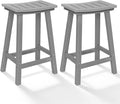 Outdoor Bar Stools Set of 2, 24 Inch All-Weather HDPE Counter Height Chairs by KULAMOONLIFEHOUSE