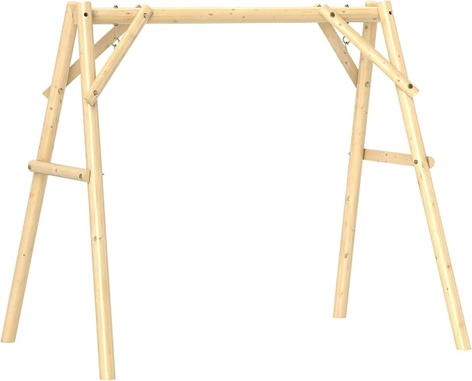 Outsunny 660 lbs Porch Swing Frame, Heavy Duty A-Frame Wooden Swing Stand by Outsunny