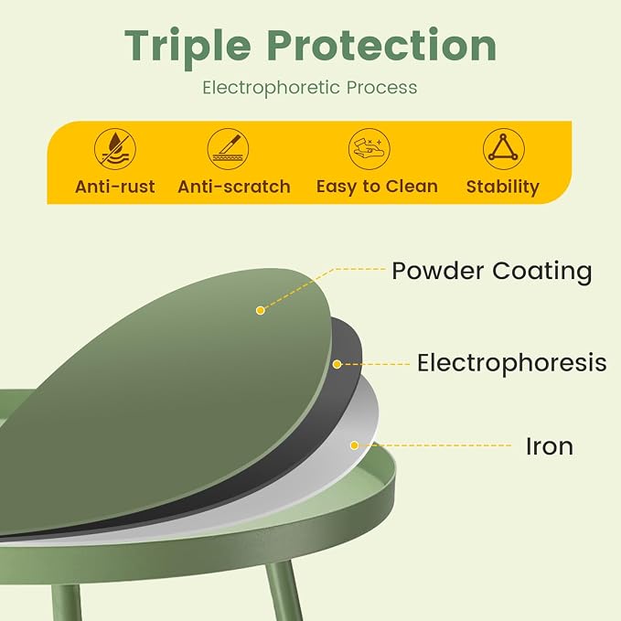 danpinera Outdoor Side Tables, Weather Resistant Steel Patio Side Table - Image 4