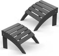 BRIOPAWS Adirondack Ottomans | Folding | Set of 2 | HDPE Plastic | Grey Outdoor by BRIOPAWS