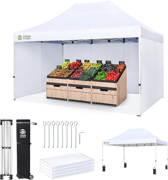 CROWN SHADES 10x15 Pop Up Canopy Tent, Thicken Frame Commercial Heavy Duty Tent by CrownShades