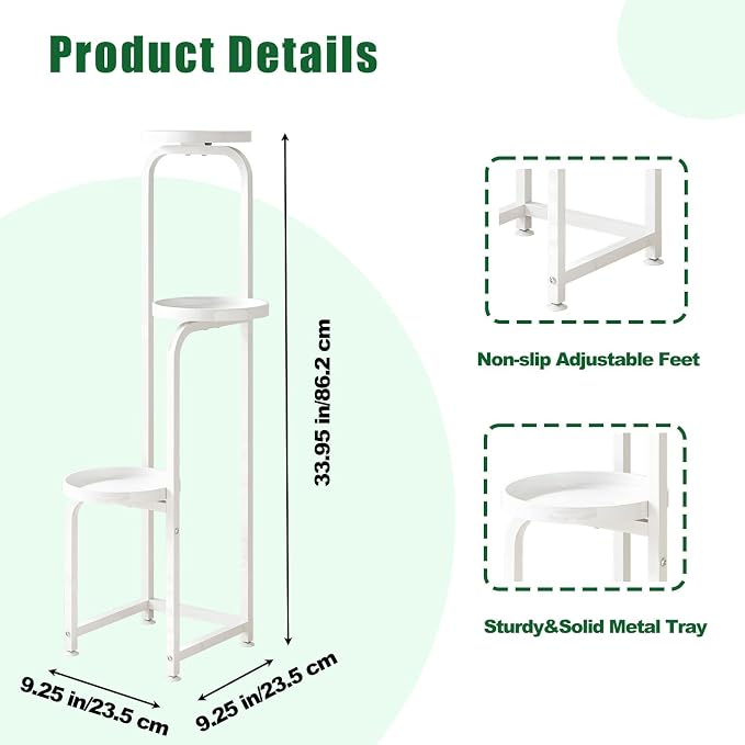 Plant Stand Indoor Outdoor 3 Tier Metal Plant Shelf - Image 4