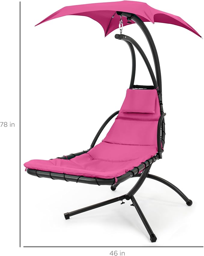 Best Choice Products Outdoor Hanging Curved Steel Chaise Lounge Chair Swing - Image 2