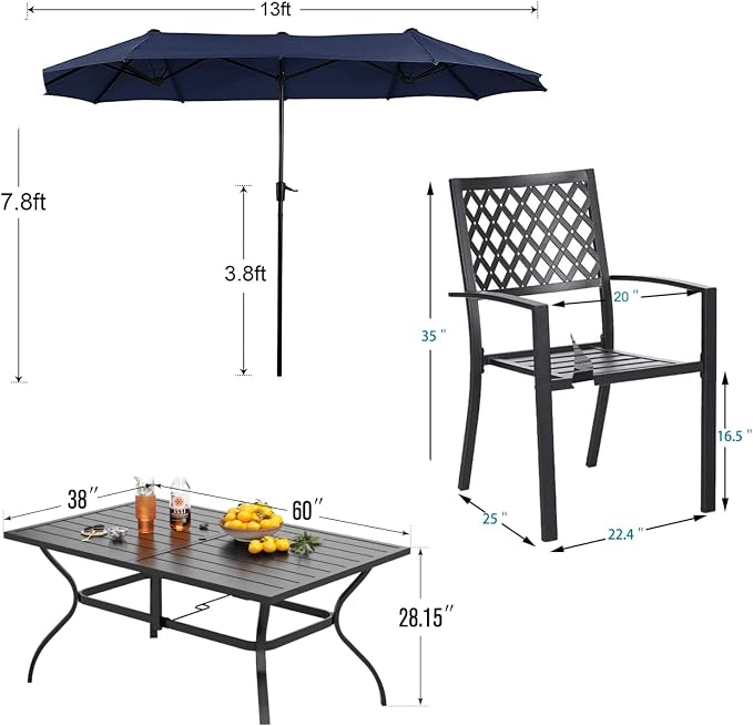 PHI VILLA 8 Piece Patio Outdoor Dining Set - Image 8