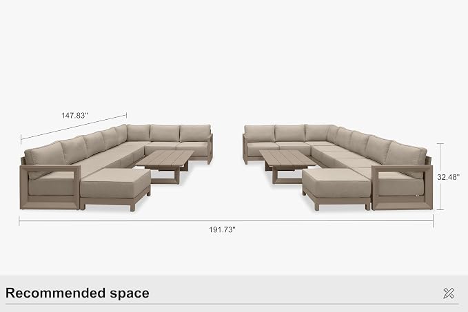 PURPLE LEAF Patio Furniture Set U-Shaped Outdoor Couch - Image 9
