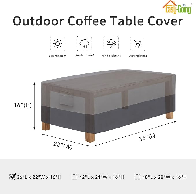 Easy-Going Patio Coffee Table Cover Small Outdoor Rectangular Table Cover - Image 2