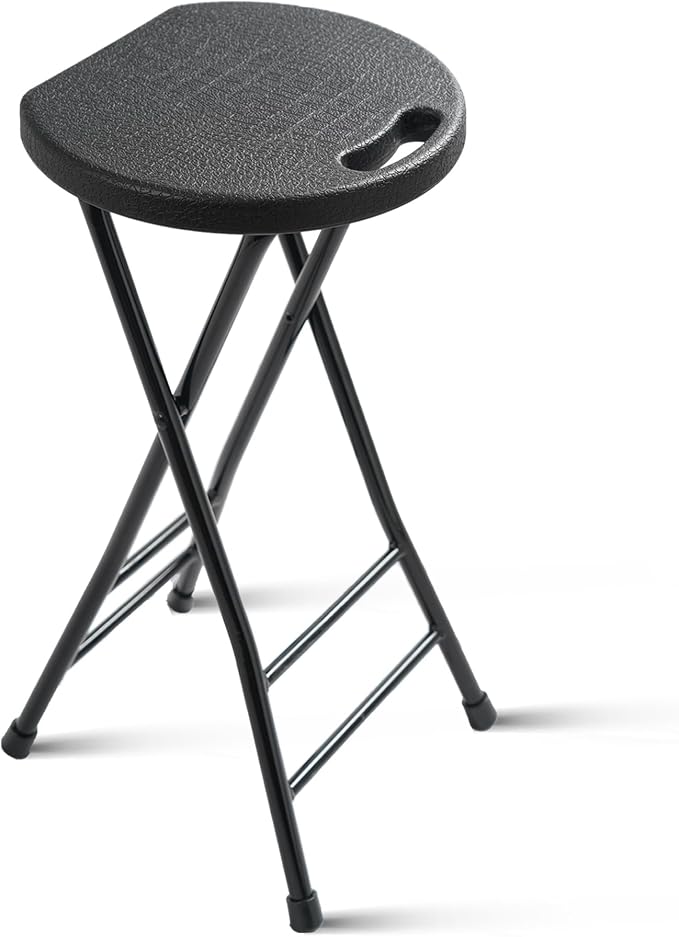 24-Inch Folding Stool with Handle, Folding Bar Stool with Non-Slip Feet by COOZMENT