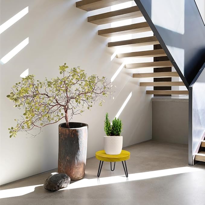 OBTAIN Plant Stand Indoor Outdoor, Wooden plant Stool, Mid Century Plant Stand - Image 4