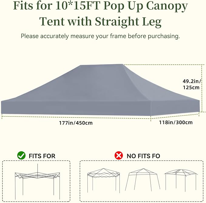 LIUJIAYI Pop Up Canopy Replacement Top, 10x15 Heavy Duty 500D UV Protection - Image 2