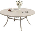 Patio Dining Table for 6-8, Round Metal Outdoor Table by VOXBIN