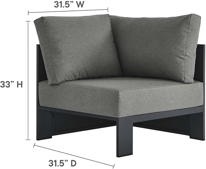 Modway Tahoe Aluminum Outdoor Sectional Corner Chair in Gray Charcoal - Image 2