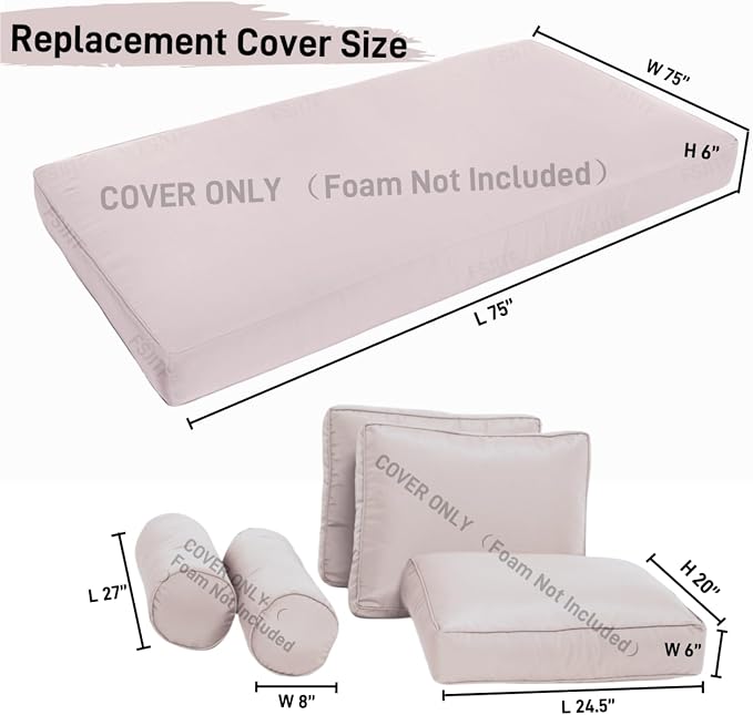 Outdoor Twin daybed Cover, for Outside Patio Porch Swing Chair Mattress Bolster - Image 2