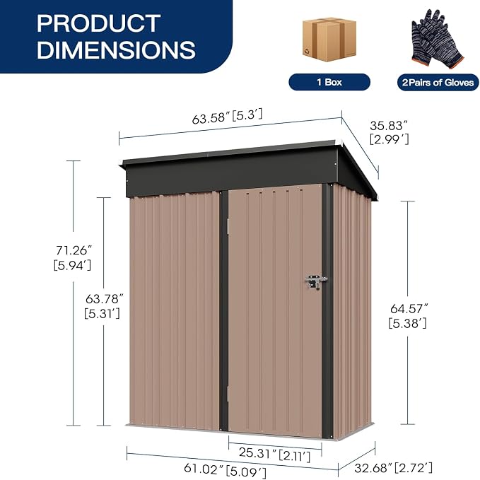 Aoxun 5x2.7 FT Shed Outdoor Storage Shed Metal Tool Shed - Image 2