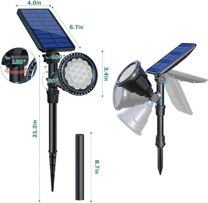 Solar Spot Lights Outdoor, 18 LED Bright Solar Powered Lights Outdoor - Image 9