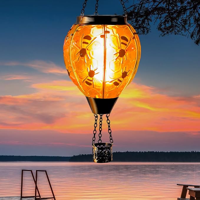 Starsoul Hot Air Balloon Solar Lantern Bee Glass Hanging Outdoor Hot Air - Image 7