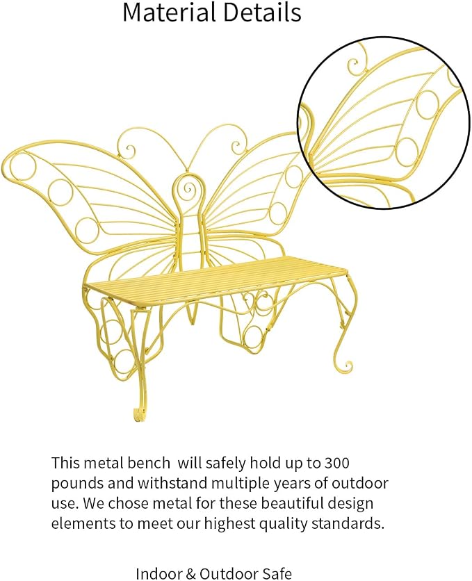 Plow & Hearth Weatherproof Butterfly Outdoor Bench | Holds Up to 300 lbs | - Image 7