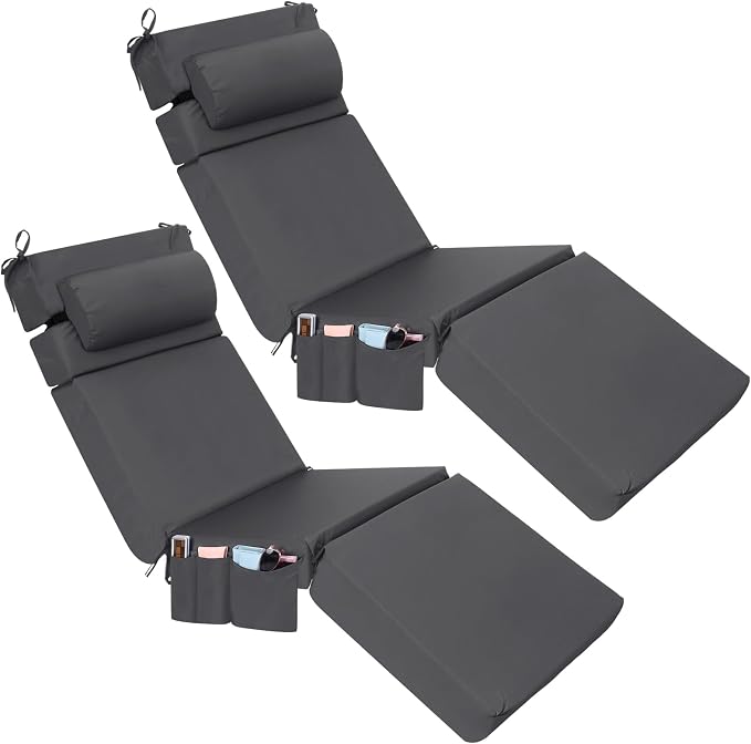 Wenqik 2 Pcs Outdoor Chaise Lounge Cushion by Wenqik