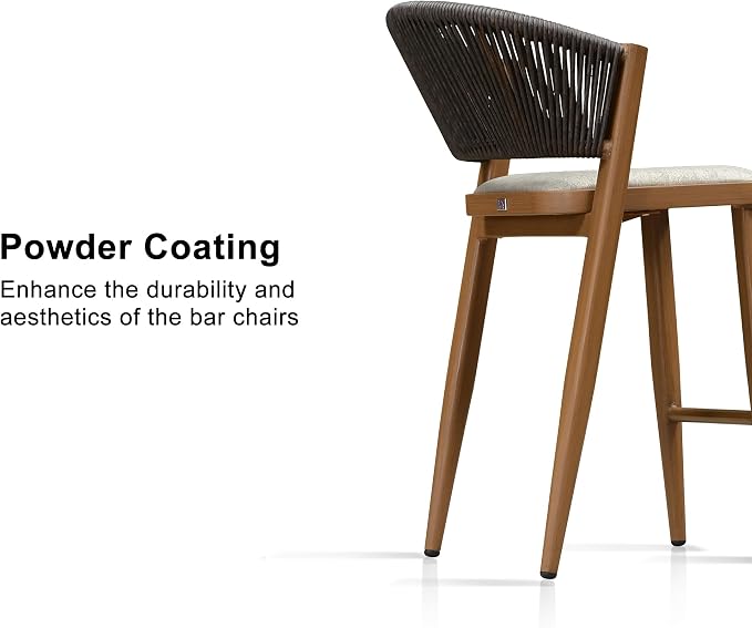 PURPLE LEAF Counter Height Bar Stool Set of 2 Outdoor Woven Stool Chair Bar - Image 7