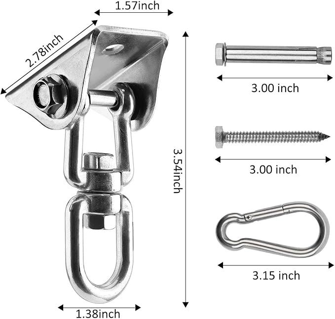 Hammock Hanging Kit, 1000 lb Capacity Heavy Duty 360° Rotate Swing Ultra - Image 3