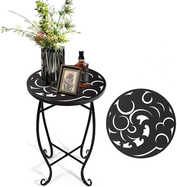2 Pack 15 Inch Tall Plant Stands Outdoor Indoor, Metal Side Tables by Unknown