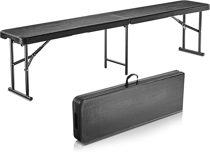 VEVOR Plastic Folding Bench, 6ft Portable Folding Bench, Smooth High Density by VEVOR