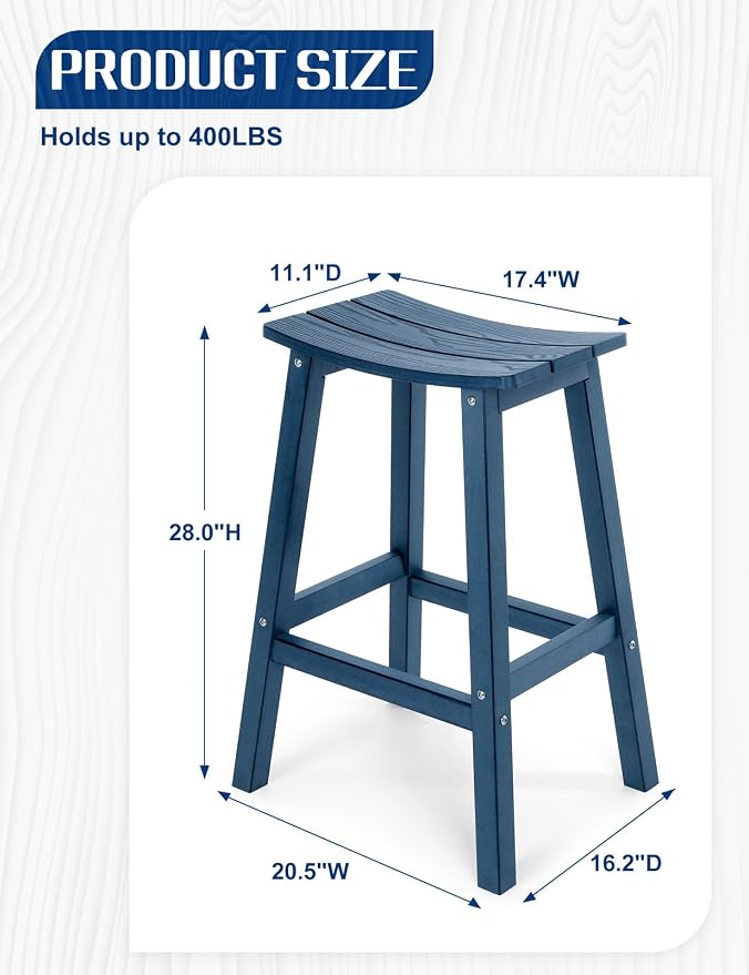 Weatherproof Bar Stools Set of 4, Saddle Seat, Bar Height Stools - Image 3