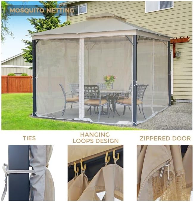 Patio Gazebo 10x10, Outdoor Gazebos, Heavy Duty Gazebo Soft Top Gazebos - Image 3