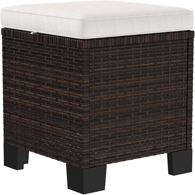 SSLine Outdoor Rattan Ottoman Set, 15.7W x 15.7D x 18.1H inches, All Weather - Image 7
