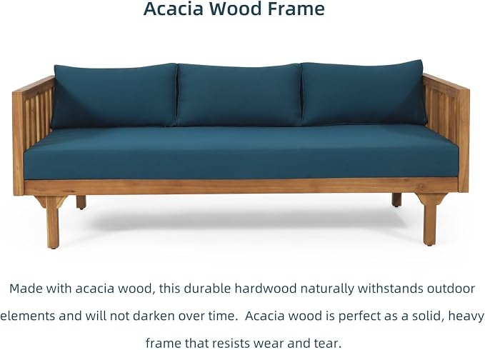 Merax Outdoor Acacia Wood Daybed, 3 Seater Day Bed Couch Sofa - Image 4