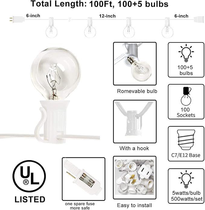 Abeja Outdoor String Light G40-100Ft - Image 3