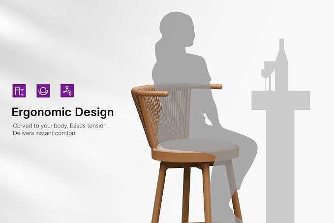 PURPLE LEAF Swivel Outdoor Bar Height Stools Set of 4 Modern Wicker Bar Chairs - Image 9