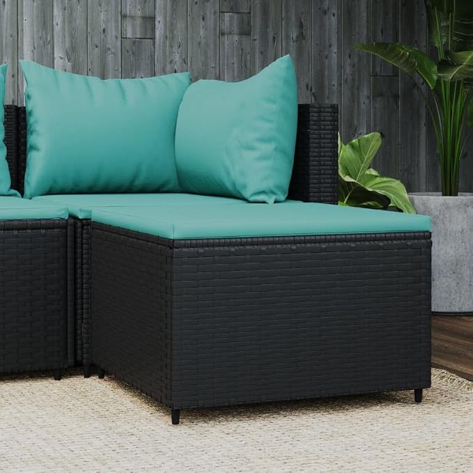 vidaXL Patio Footrest with Water Blue Cushion – Modular Outdoor Furniture Piece - Image 2