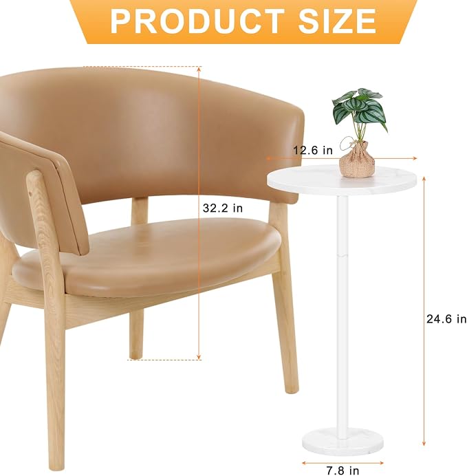 OYEAL Drink Side Table Outdoor Small Round Pedestal Table - Image 2