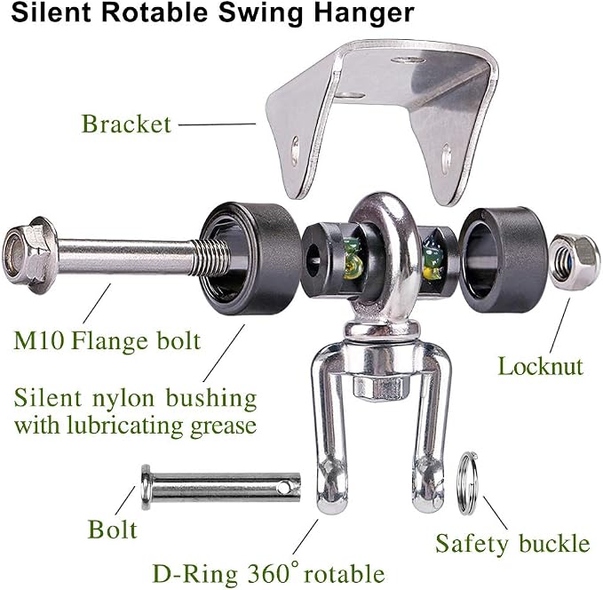 SELEWARE Anti-Squeaking Swing Hanger Stainless Steel Swing Set Hook Ceiling - Image 4