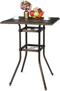 VINGLI Cast Aluminum Patio Bar Table, Pub Height Bistro Square Table by VINGLI