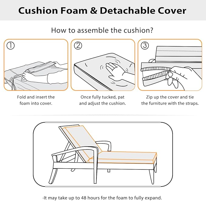Sundale Outdoor Olefin Chaise Lounge Cushion, Water-Resistant Patio Lounge - Image 5