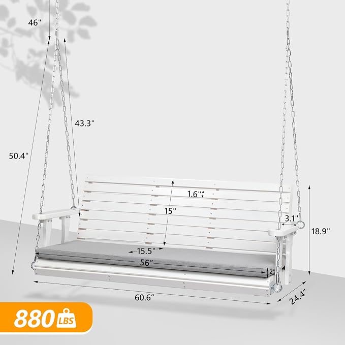VINGLI 5 FT Outdoor Porch Swing - Image 5