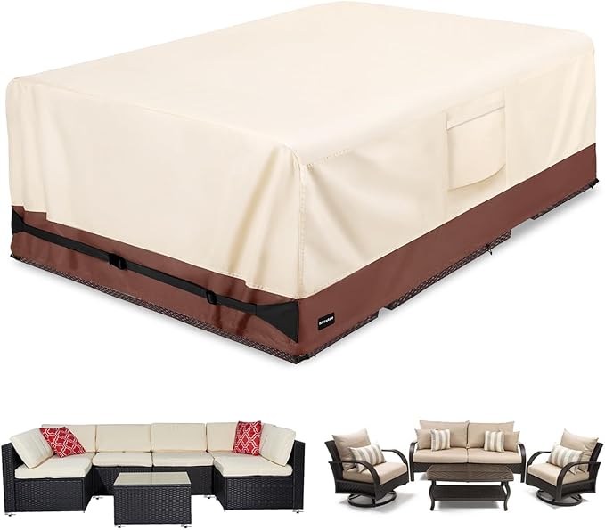 Rectangular Patio Furniture Covers, Upgraded 600D Heavy Duty Outdoor Furniture by Rileytee